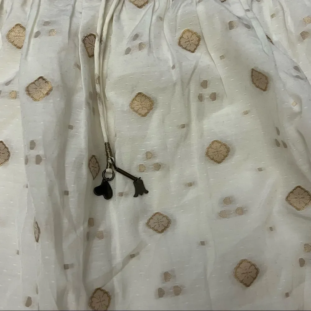 Joie mianda white and gold peasant mini dress